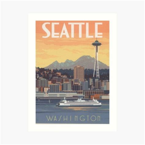 "Seattle Washington Vintage Travel Poster | Seattle Washington Vintage ...