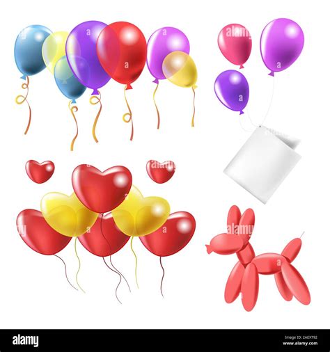 Colorful air balloons in heart and dog shapes with card Stock Vector ...