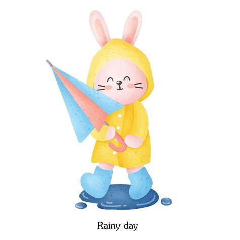 Little Bunny's rainy day cartoon drawing 26712038 Vector Art at Vecteezy