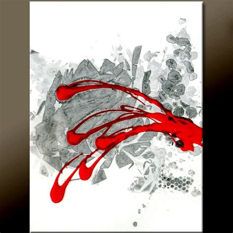 Abstract Canvas Art Painting 18x24 Contemporary Modern Red Black ...