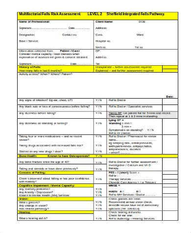 FREE 6+ Sample Fall Risk Assessment Forms in MS Word | PDF