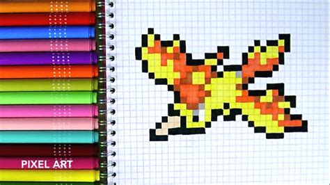 Pixel Art Hecho a mano - Cómo dibujar Moltres en pixel art POKEMON GO