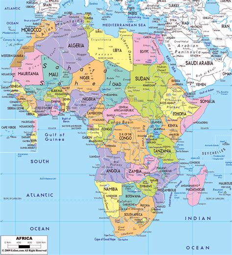 Large political map of Africa with major roads, capitals and major cities | Africa | Mapsland ...