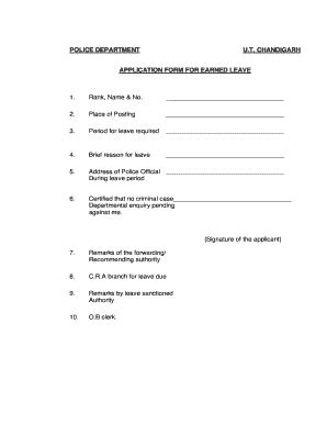 Earned Leave Form - Fill and Sign Printable Template Online