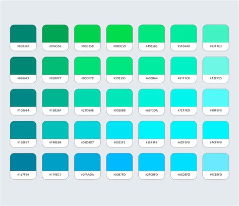 Premium Vector | Aquamarine and green color palette with hex