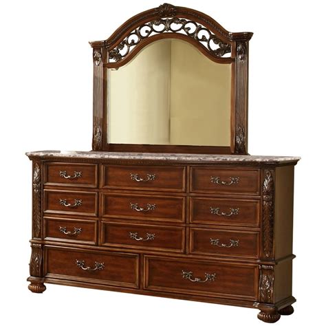 Bessy Traditional Cherry Wood Dresser and Mirror | Homesquare