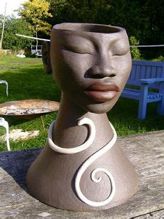 african head sculpt by Mona Baur | Head planters, Large plant pots ...