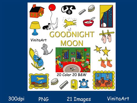 Goodnight Moon Storybook Clip Art Printable Coloring Pages - Etsy Ireland