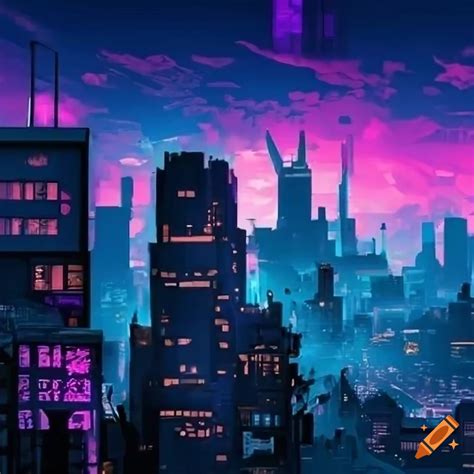 Cyberpunk city skyline on Craiyon