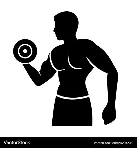 Muscular man silhouette lifting weights fitness Vector Image