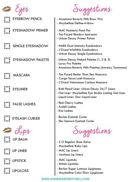 The Ultimate Makeup Kit Checklist |+ Free Printable Download | Makeup ...