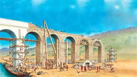 "Construction of an aqueduct", Peter Dennis | Ancient rome, Ancient architecture, Roman empire