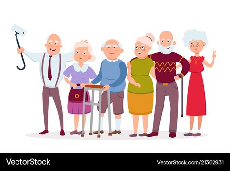 Set of cheerful senior people hipsters gathering Vector Image