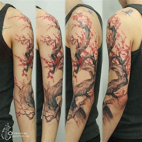 40+ Beautiful Cherry Blossom Tattoos - nenuno creative | Cherry tree tattoos, Tree sleeve tattoo ...