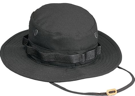 Black - Military Boonie Hat - Polyester Cotton - Galaxy Army Navy