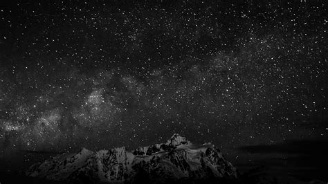 wallpaper for desktop, laptop | nf71-starry-night-sky-mountain-nature-bw-dark