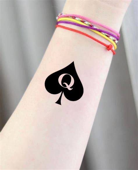 Queen of Spades Temporary Tattoo Fake Tattoo Black Tattoo - Etsy UK