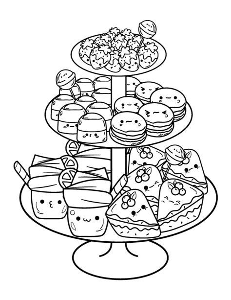 Printable Kawaii Desserts Coloring Page - Coloring Home