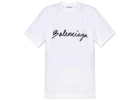 Balenciaga Women's Script Logo T-shirt White/Black - US