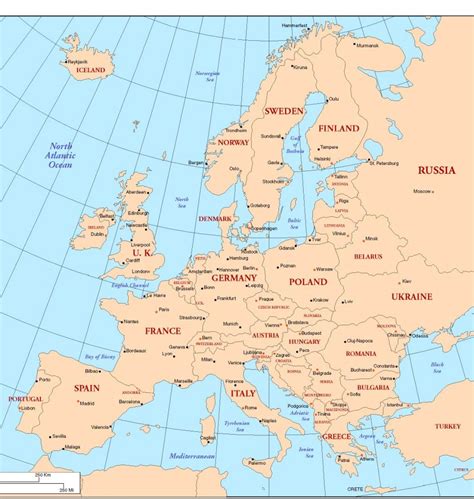 Map of europe countries and their capitals