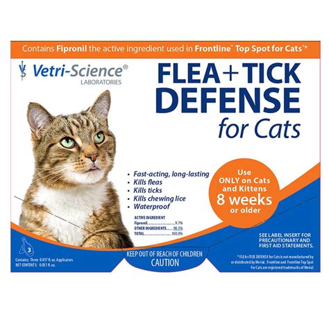 Vetriscience Laboratories Topical Flea & Tick Defense For Cats, 3 Monthly Treatments - Walmart ...