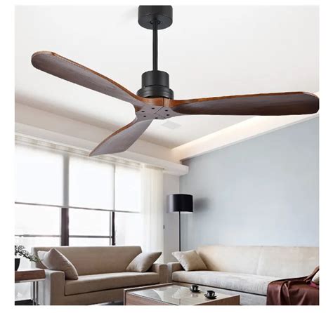 American Vintage Ceiling Fan Without Light Wooden Ceiling Fans with Remote Control Nordic Simple ...