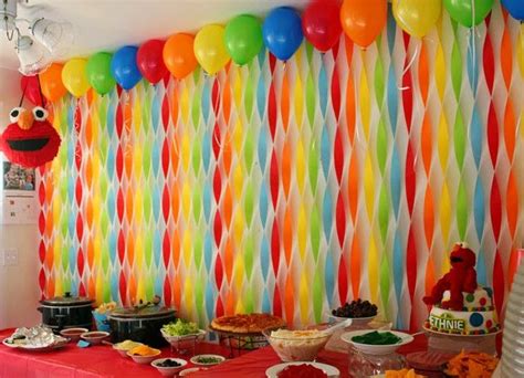 streamer decoration ideas photo - 1 | Rainbow party decorations, Sesame street birthday party ...