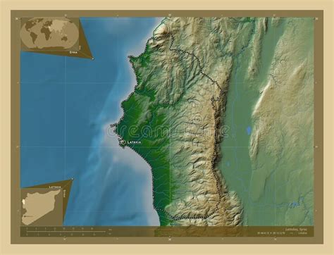 Lattakia, Syria. Physical. Labelled Points of Cities Stock Illustration - Illustration of ...