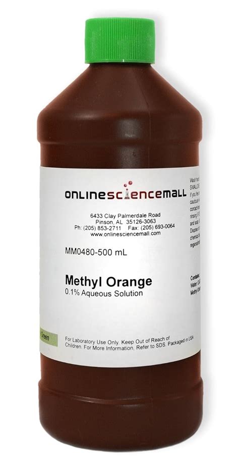 Methyl Orange, 0.1% Aqueous Solution, 500mL - Chemical Reagent: Amazon.com: Industrial & Scientific