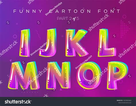 Kids Vector Font in Cartoon Style. Bright and Colorful 3D Letters. School Funny English Alphabet ...