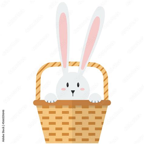 Cute bunny in basket Stock Illustration | Adobe Stock