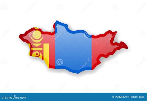 Mongolia Flag and Outline of the Country on a White Background Stock Illustration - Illustration ...