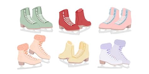 Premium Vector | Set of figure skating skates. winter sports. winter activity. colored figure ...