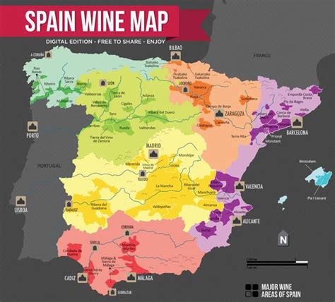 Map of Spain Wine Regions - All Wine Tours in 2024 | Wine map, Wine region map, France wine