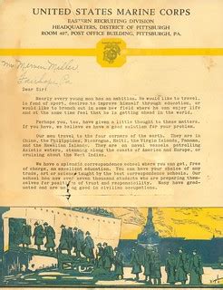 Marine Corps Recruiting Letter, circa 1928 (page 1 of 2) | Flickr