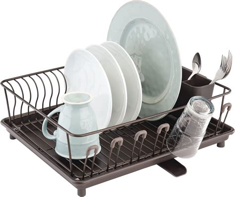 Amazon.com - mDesign Alloy Steel Sink Dish Drying Rack Holder with Plastic Swivel Spout ...