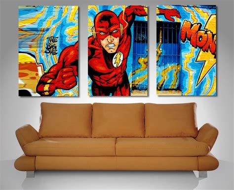 Marvel Comic Book Street Art Triptych Canvas Print