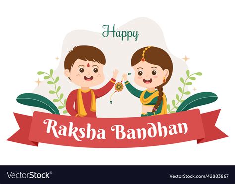 Happy raksha bandhan cartoon with sister tying Vector Image