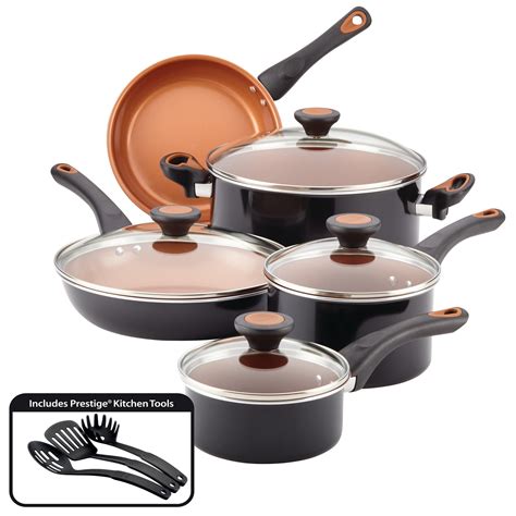 Farberware Glide Copper Ceramic Nonstick Cookware Set, Black, 12-Piece - Walmart.com