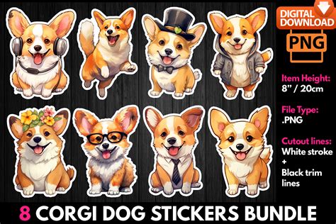 Corgi Dog Stickers Bundle Graphic by MMShopArt · Creative Fabrica