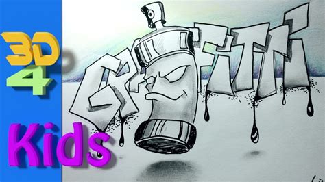 easy 3d for kids draw spraycan graffity letters / 3D drawing #31 - YouTube