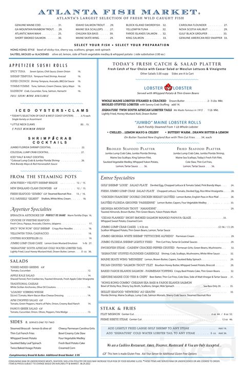 Atlanta Fish Market menus in Atlanta, Georgia, United States