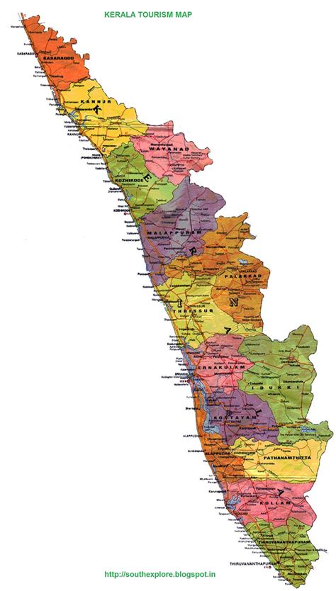 Kerala Tourism Map Districts