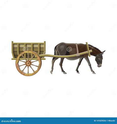 Donkey Cart With Sacks Cartoon Vector | CartoonDealer.com #134338373