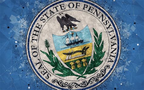 Download wallpapers Seal of Pennsylvania, 4k, emblem, geometric art ...