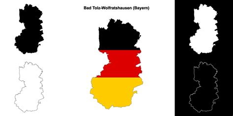 Bad Tolz-Wolfratshausen, Bayern blank outline map set 45797117 Vector ...