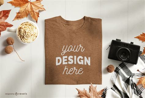 Autumn Folded T-shirt Mockup Design PSD Editable Template