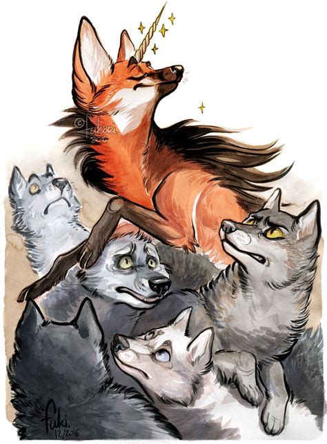 unicorn among wolves by Fukari on DeviantArt | Furry art, Animal drawings, Animal art