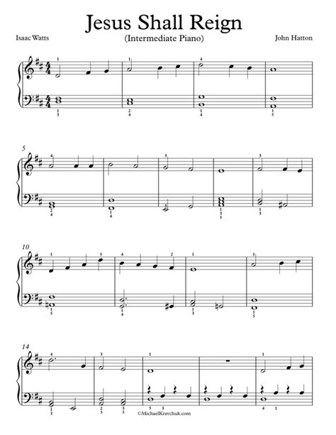 Free Piano Arrangement Sheet Music – Jesus Shall Reign – Michael Kravchuk