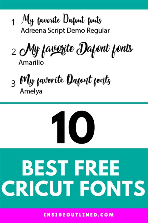 Free Cricut Fonts + Free Cheat Sheet - InsideOutlined